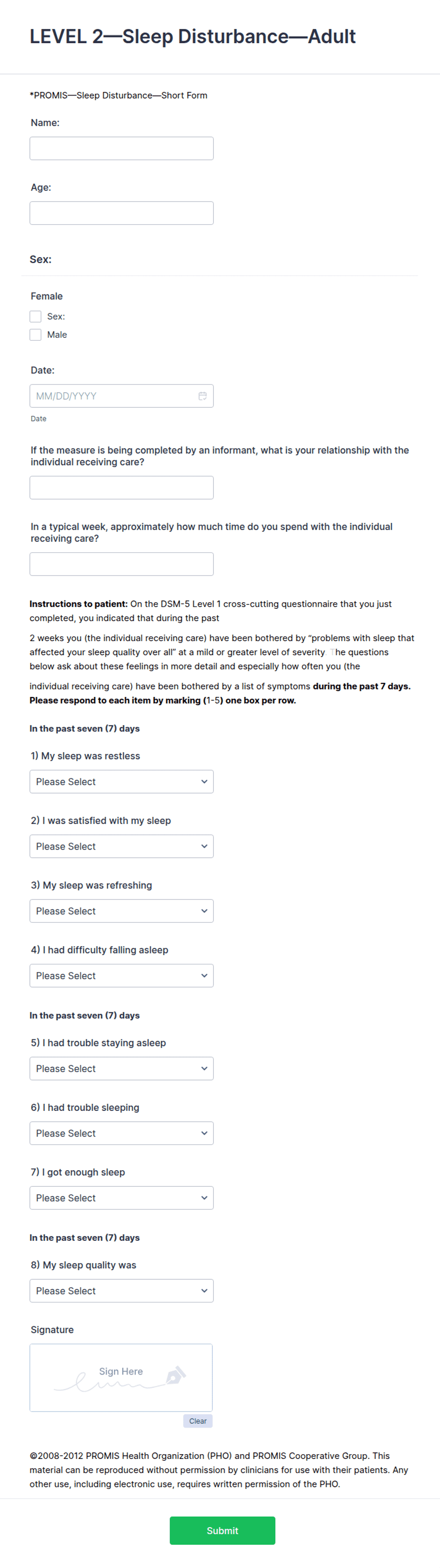 Sleep Disturbance Report Form Template | Jotform