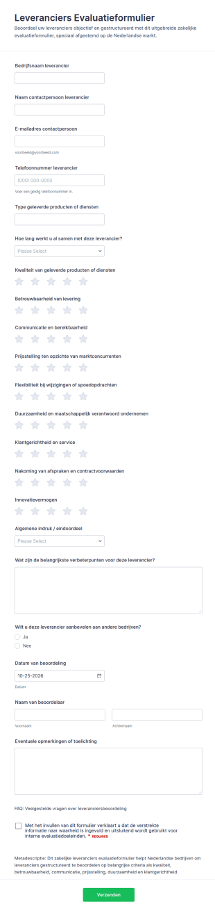 Leveranciersbeoordeling Survey
