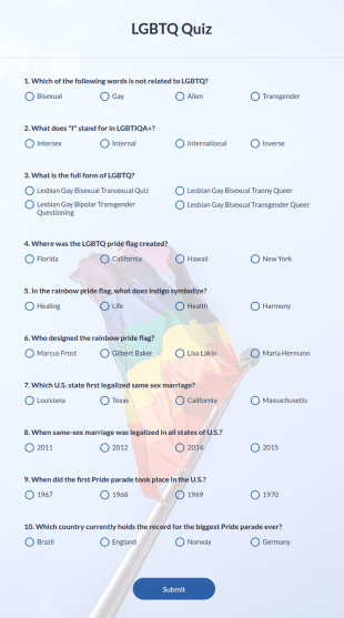 LGBTQ Quiz Form Template