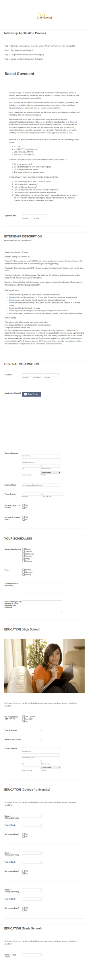 LH Employment Applicaiton Form Template