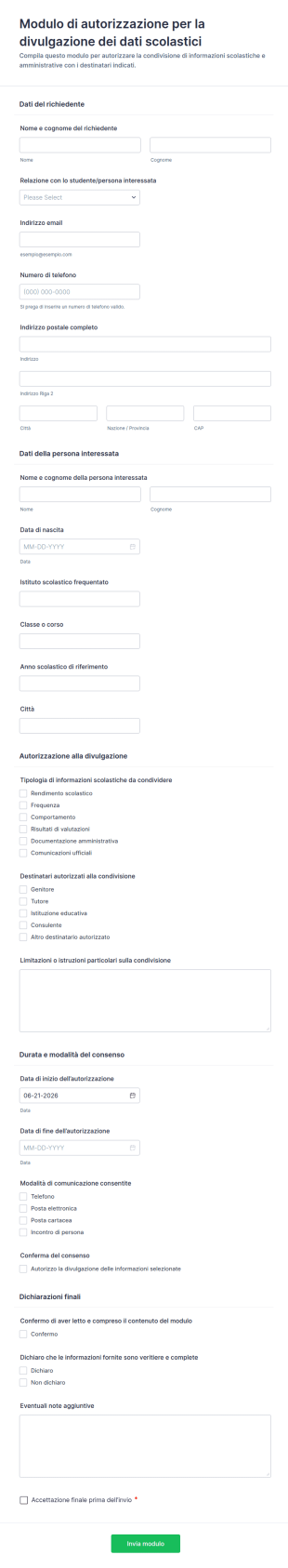 Liberatoria Per Comunicazioni Educative