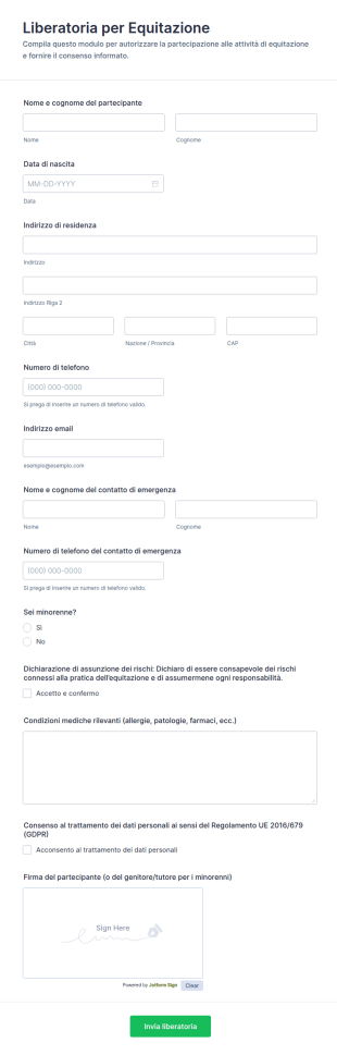Liberatoria Per Equitazione