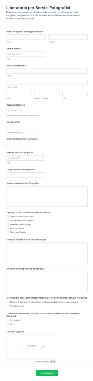 Liberatoria Per Incidente Fotografico Waiver