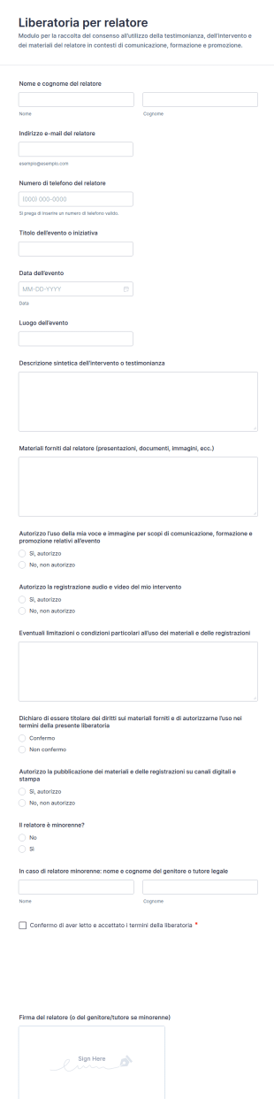 Liberatoria Per Relatori Waiver