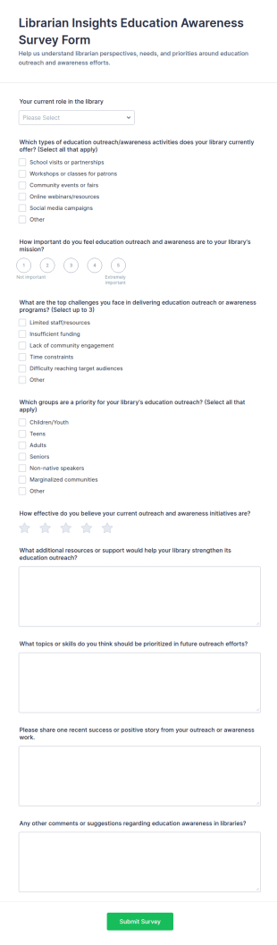 Librarian Insights Education Awareness Survey Form Template
