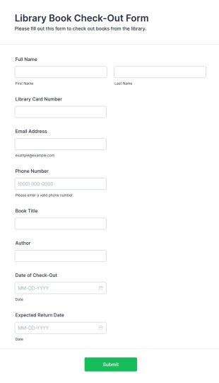 Library Book Check Out Form Template