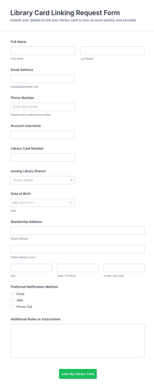 Library Card Linking Request Form Template
