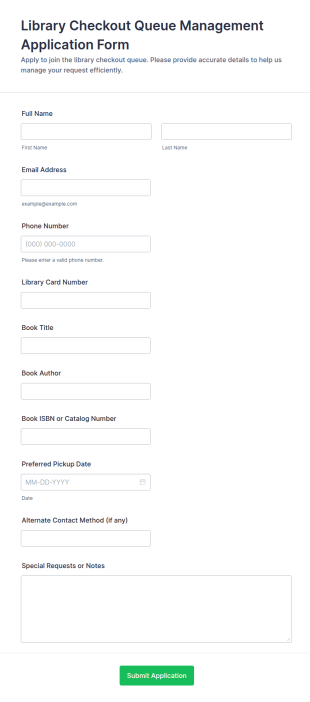 Library Checkout Queue Management Application Form Template