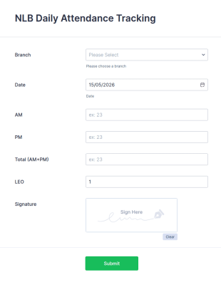 Library Daily Attendance Tracking Form Template