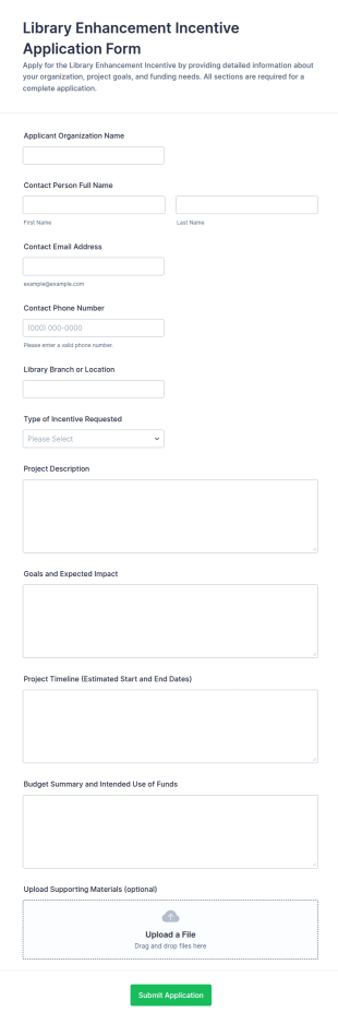 Library Enhancement Incentive Application Form Template