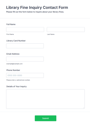 Library Fine Inquiry Contact Form Template
