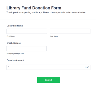 Library Fund Donation Form Template