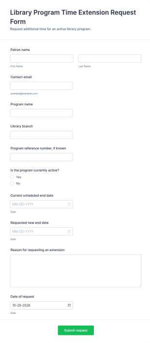 Library Program Time Extension Request Form Template