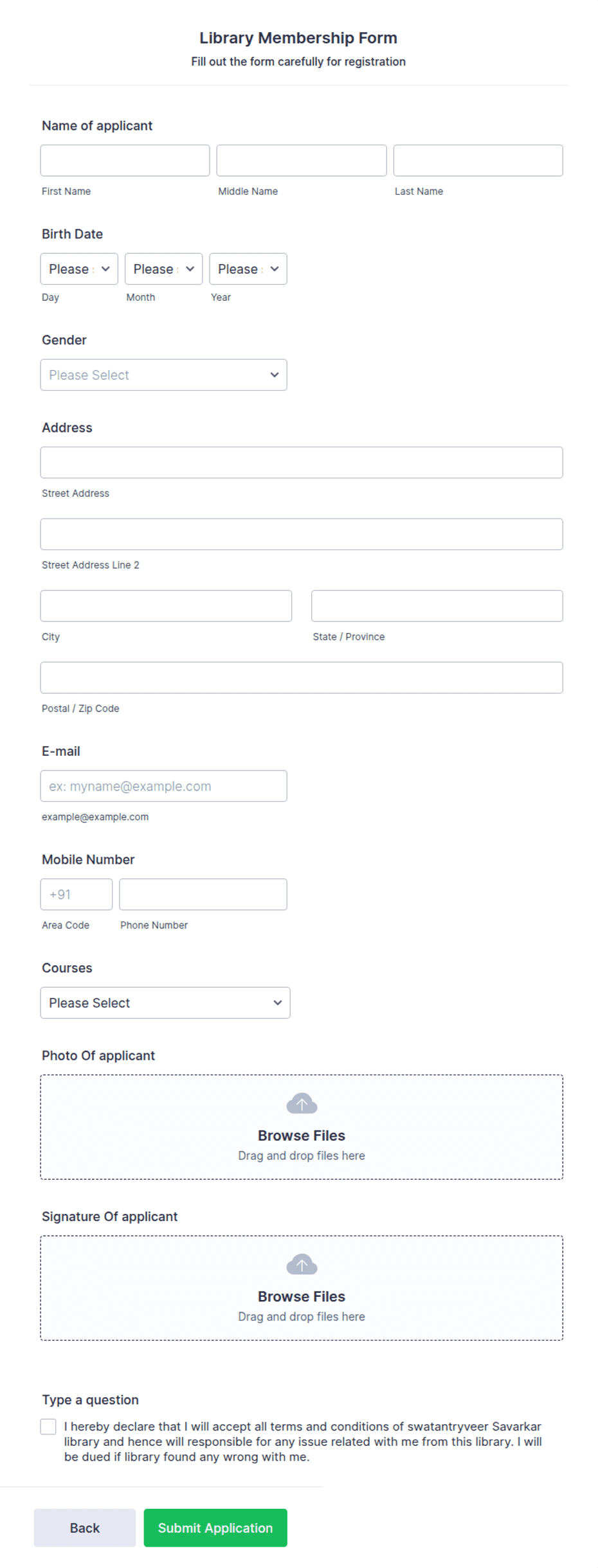 Library Registration Form Template | Jotform