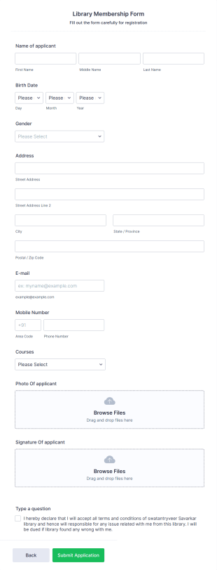 Library Registration Form Template