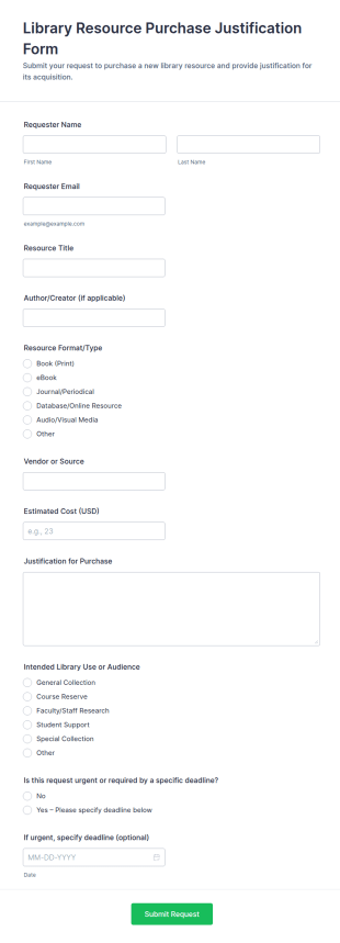 Library Resource Purchase Justification Form Template