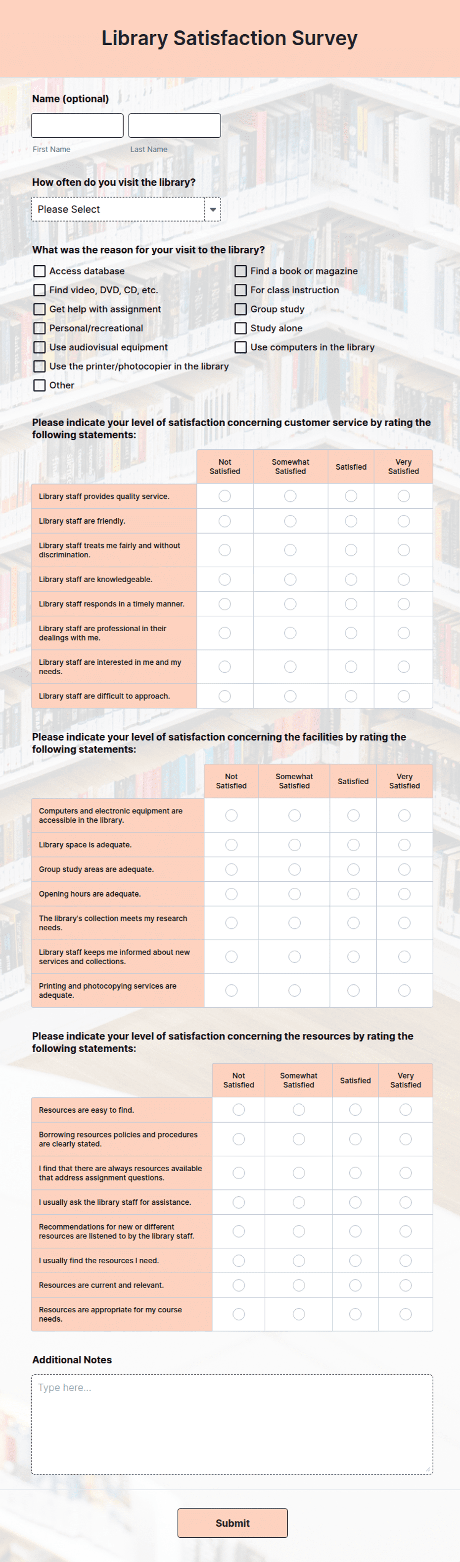 Library Satisfaction Survey Form Template | Jotform