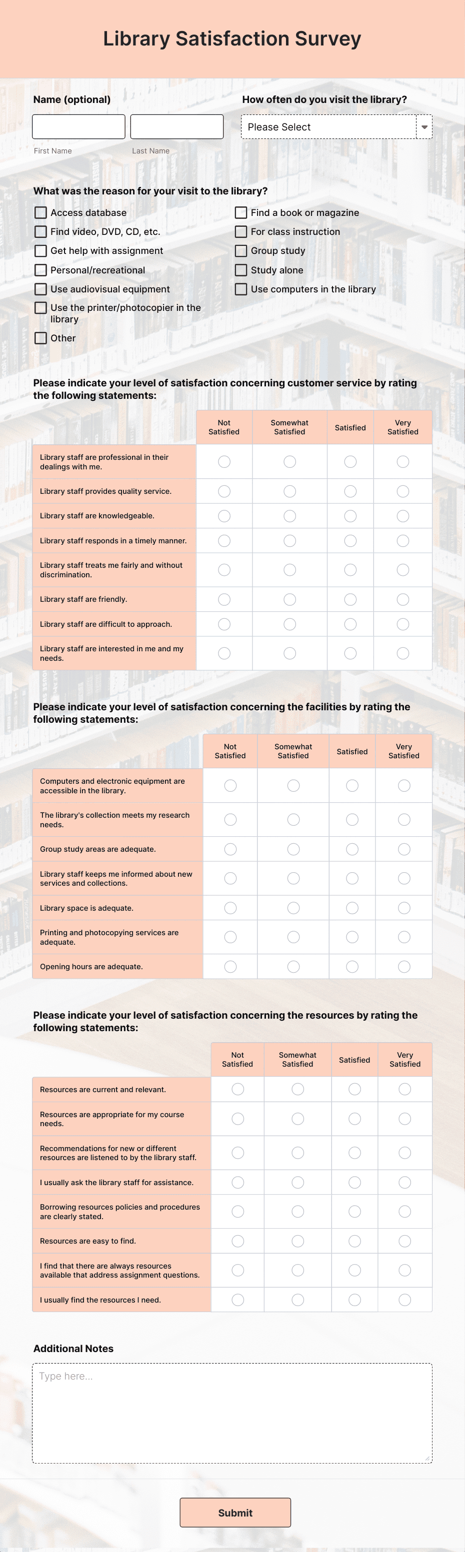 Library Satisfaction Survey Form Template | Jotform