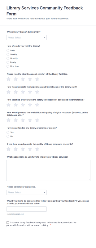 Library Services Community Feedback Form Template