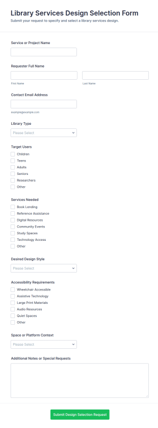 Library Services Design Selection Form Template
