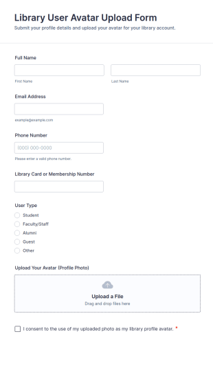 Library User Avatar Upload Form Template