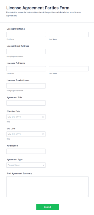 License Agreement Parties Form Template