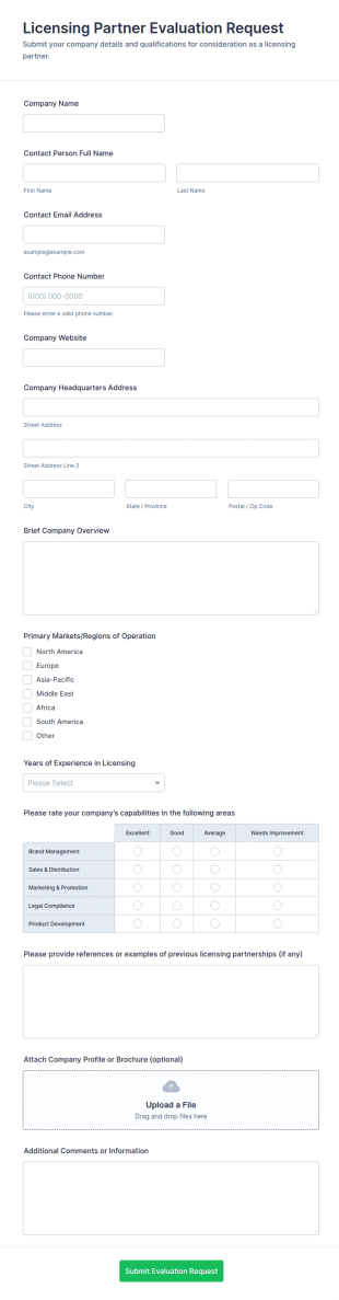 Licensing Partner Evaluation Request Form Template