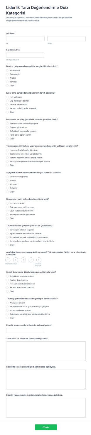 Liderlik Tarzı Anketi Form Şablonu