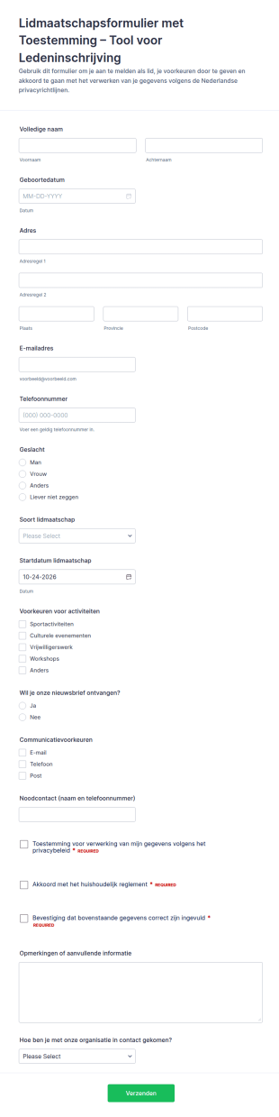 Lidmaatschapsaanmelding En Toestemmingsverklaring Waiver