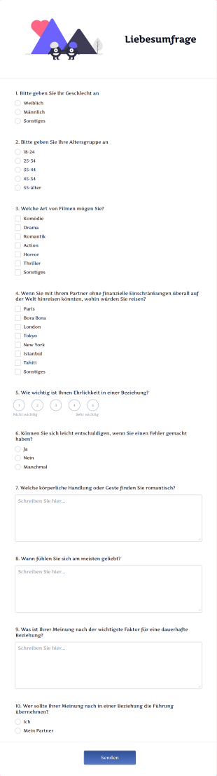 Liebesumfrage Form Template