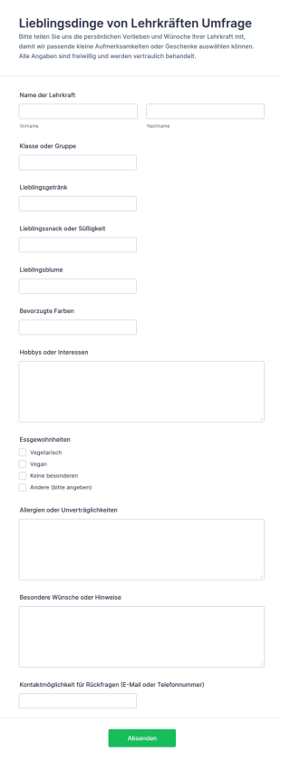 Lieblingsdinge Von Lehrkräften Umfrage