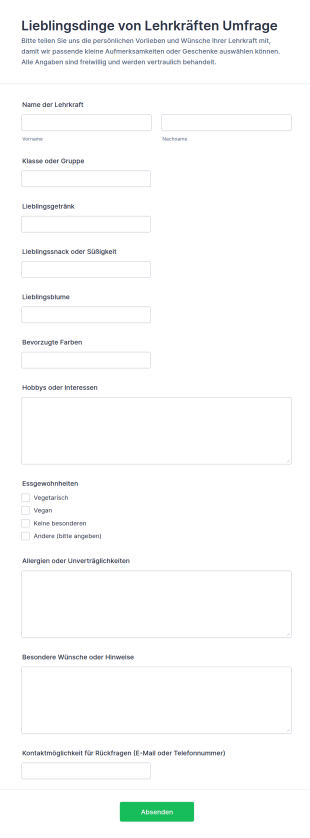 Lieblingsdinge Von Lehrkräften Umfrage
