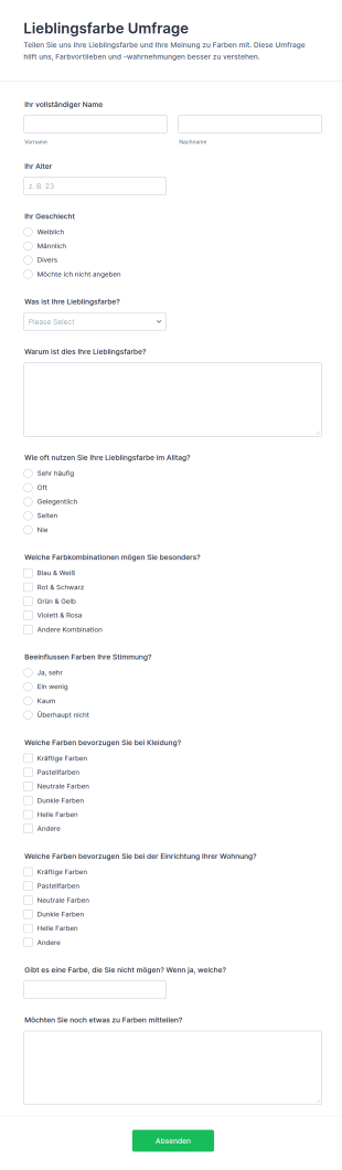 Lieblingsfarbe Umfrage
