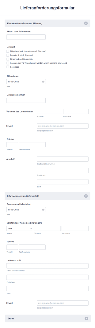 Lieferanforderungsformular