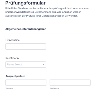 Lieferanten Compliance Überprüfungsformular