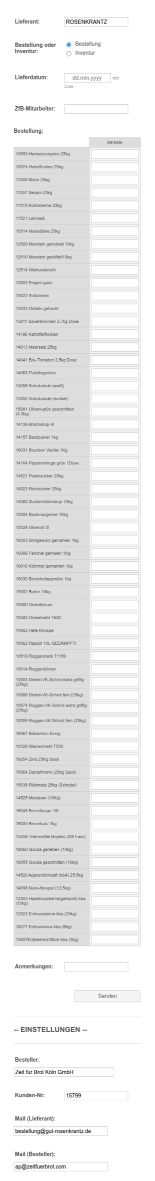 Lieferbestellformular