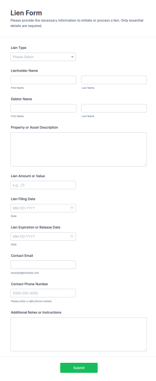 Lien Form Template