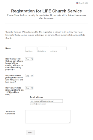 LIFE Church Service Registration Form Template