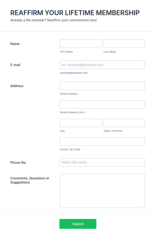 Life Member Reaffirmation Form Template