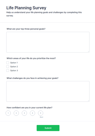 Life Planning Survey Form Template