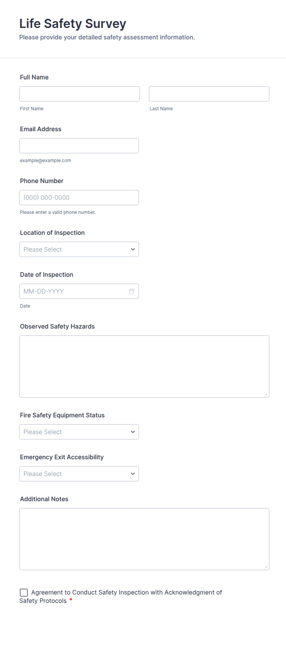 Life Safety Survey Form Template | Jotform