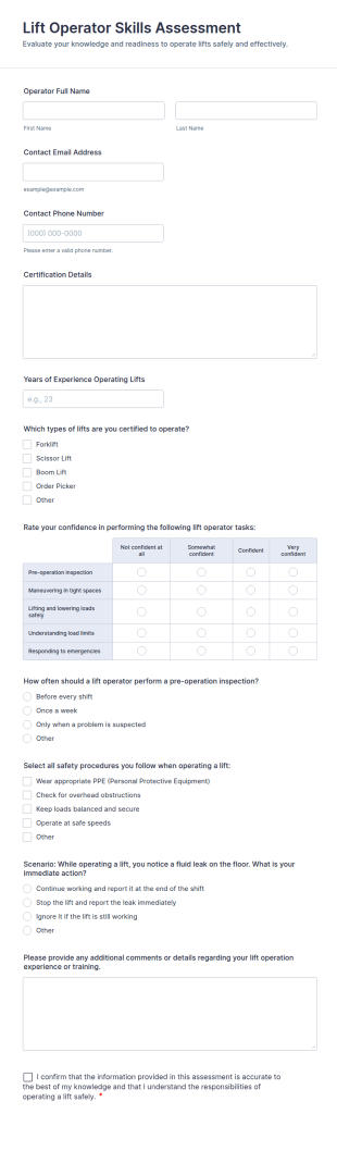 Lift Operator Skills Assessment Form Template
