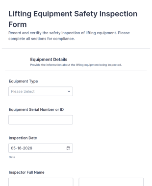 Lifting Equipment Safety Inspection Form Template