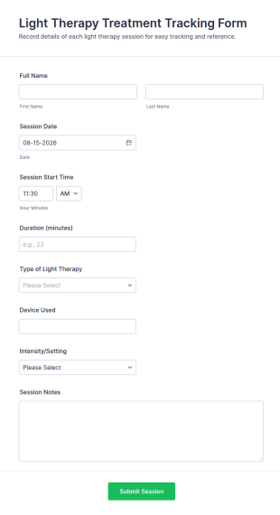 Light Therapy Treatment Tracking Form Template