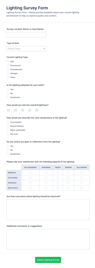 Lighting Survey Form Template