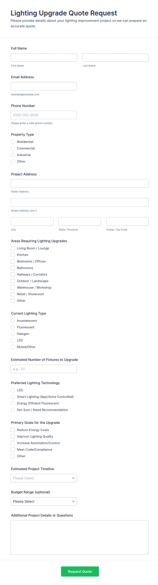 Lighting Upgrade Quote Request Form Template