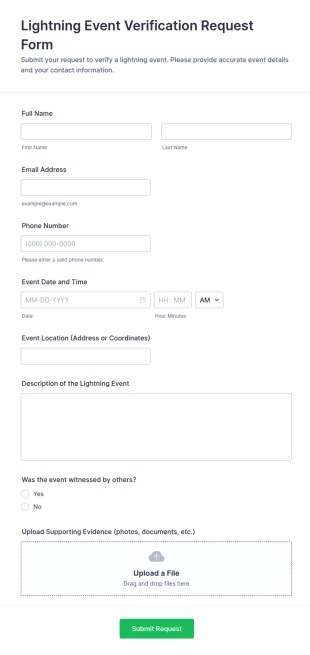 Lightning Event Verification Request Form Template