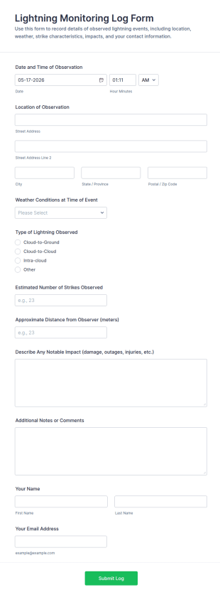 Lightning Monitoring Log Form Template