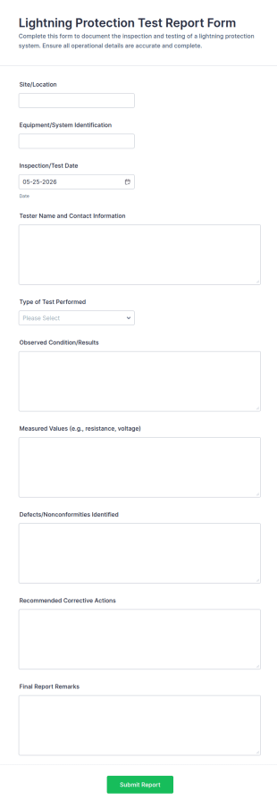 Lightning Protection Test Report Form Template