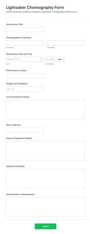 Lightsaber Choreography Form Template